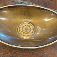 Load image into Gallery viewer, Gilded Glass Pedestal Oval Bowl  ￼
