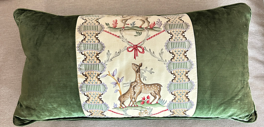 Green Christmas Deer Pillow