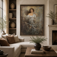 Load image into Gallery viewer, Original Portrait of Woman by Fressinier Artwork in Pewter Frame
