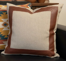 Load image into Gallery viewer, Linen &amp; Leather Throw Pillow
