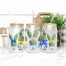 Load image into Gallery viewer, Garden Topiary Bunny Glass Tumbler
