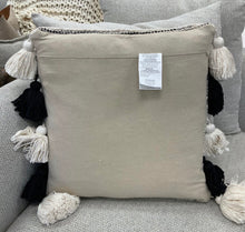 Load image into Gallery viewer, Black &amp; Ivory Throw Pillow w/ Tassels
