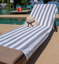 Load image into Gallery viewer, Gray Stripe Beach Towel
