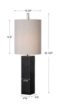 Load image into Gallery viewer, Delaney Black Marble Table Lamp 32"H
