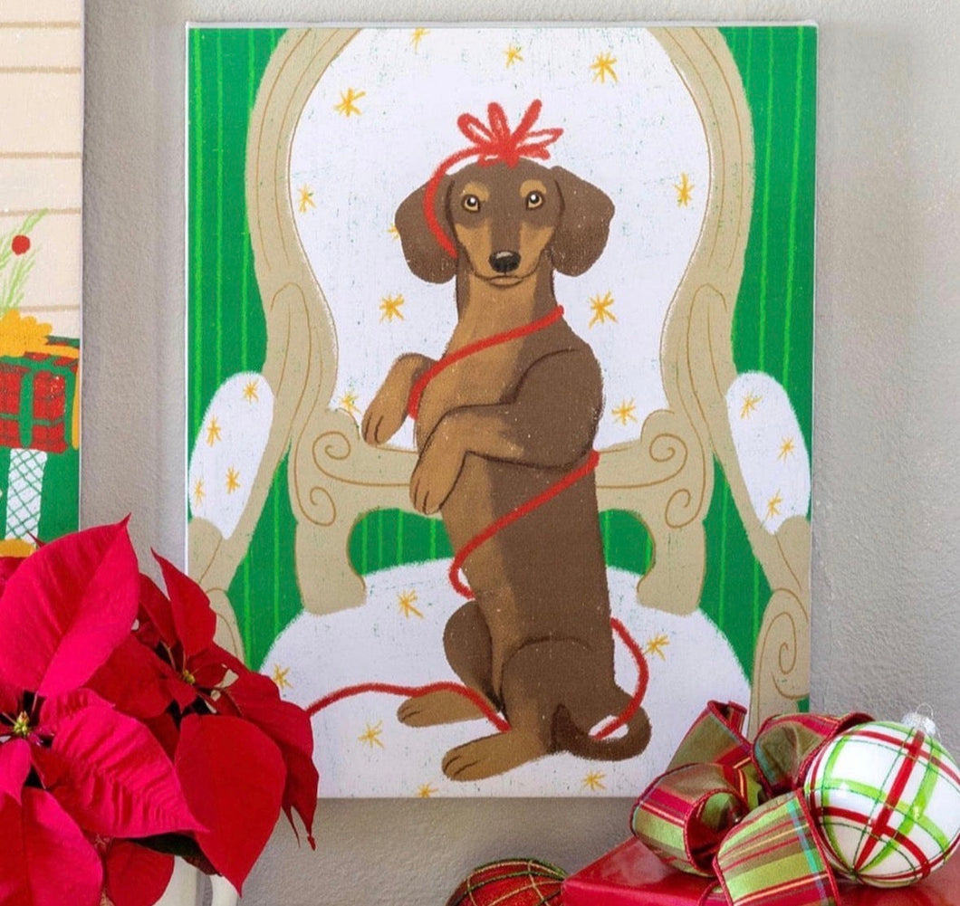 Christmas Dachshund Canvas
