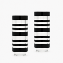 Load image into Gallery viewer, Tuxedo Sliced Candleholders - S/2
