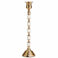 Load image into Gallery viewer, Gold Candle Holder w/ Beaded Stem
