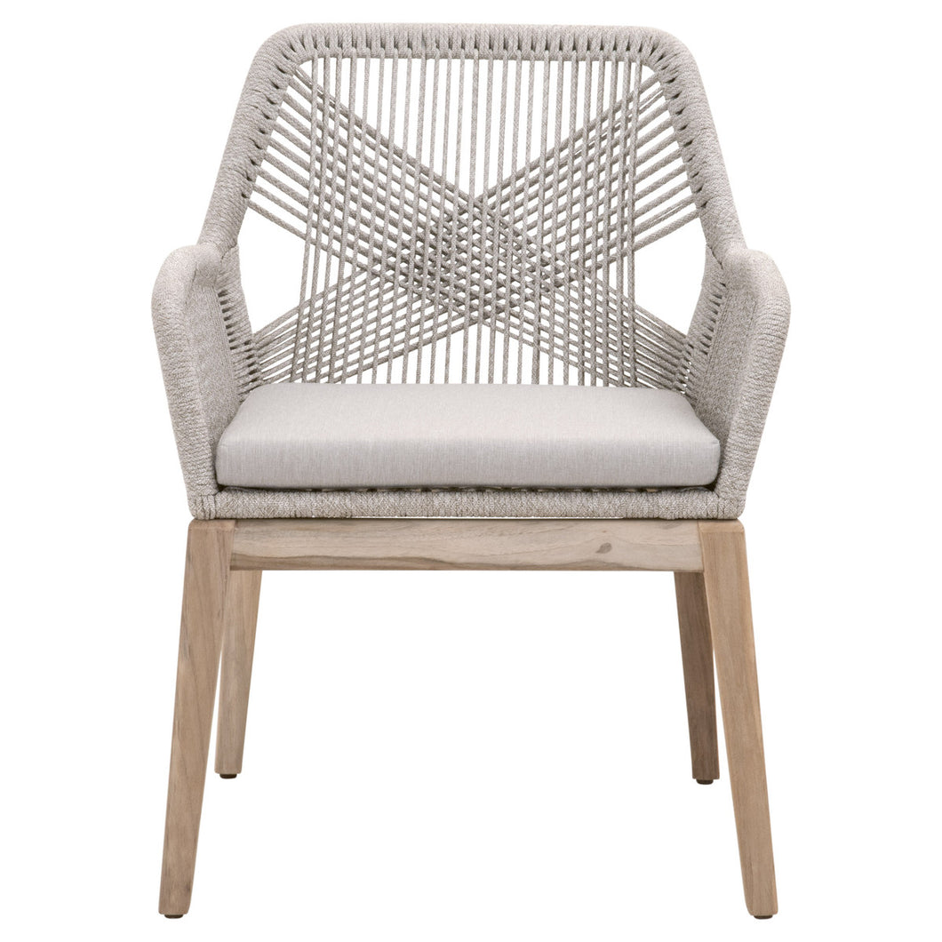 Indoor/Outdoor Taupe and White Loom Dining Chair