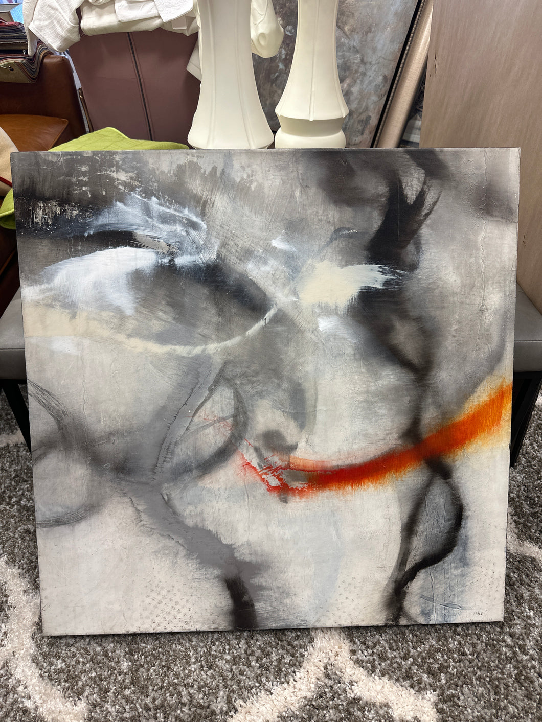 Original Orange & Gray Frameless Art