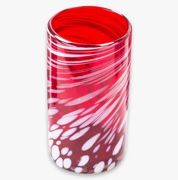 Set of 2 Candy Cane Glass Tumblers