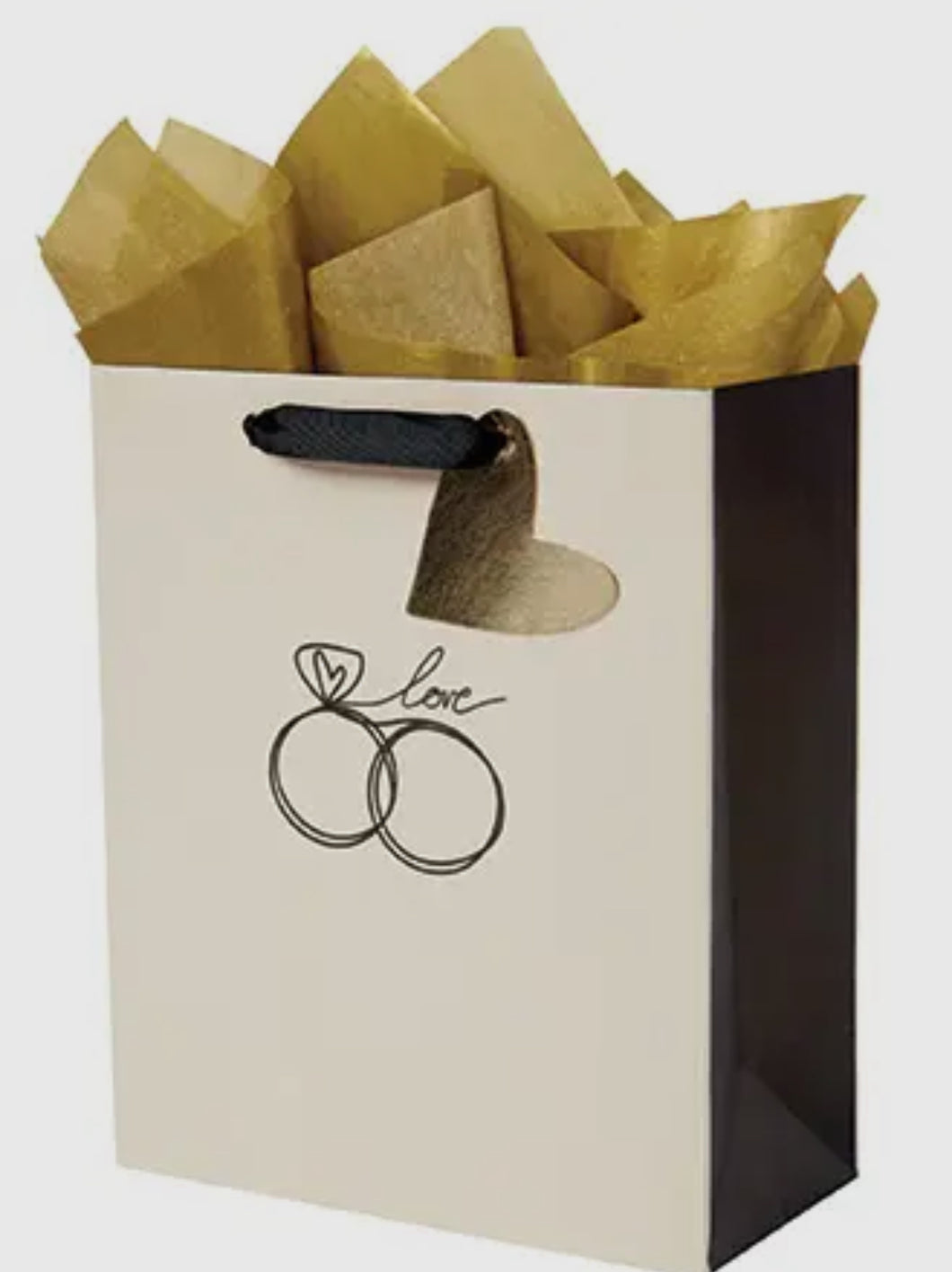 Black/Cream Wedding Rings Gift Bag