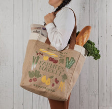 Load image into Gallery viewer, Farmers Market Burlap Tote Bag
