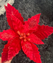 Load image into Gallery viewer, Red Glitter Poinsetta
