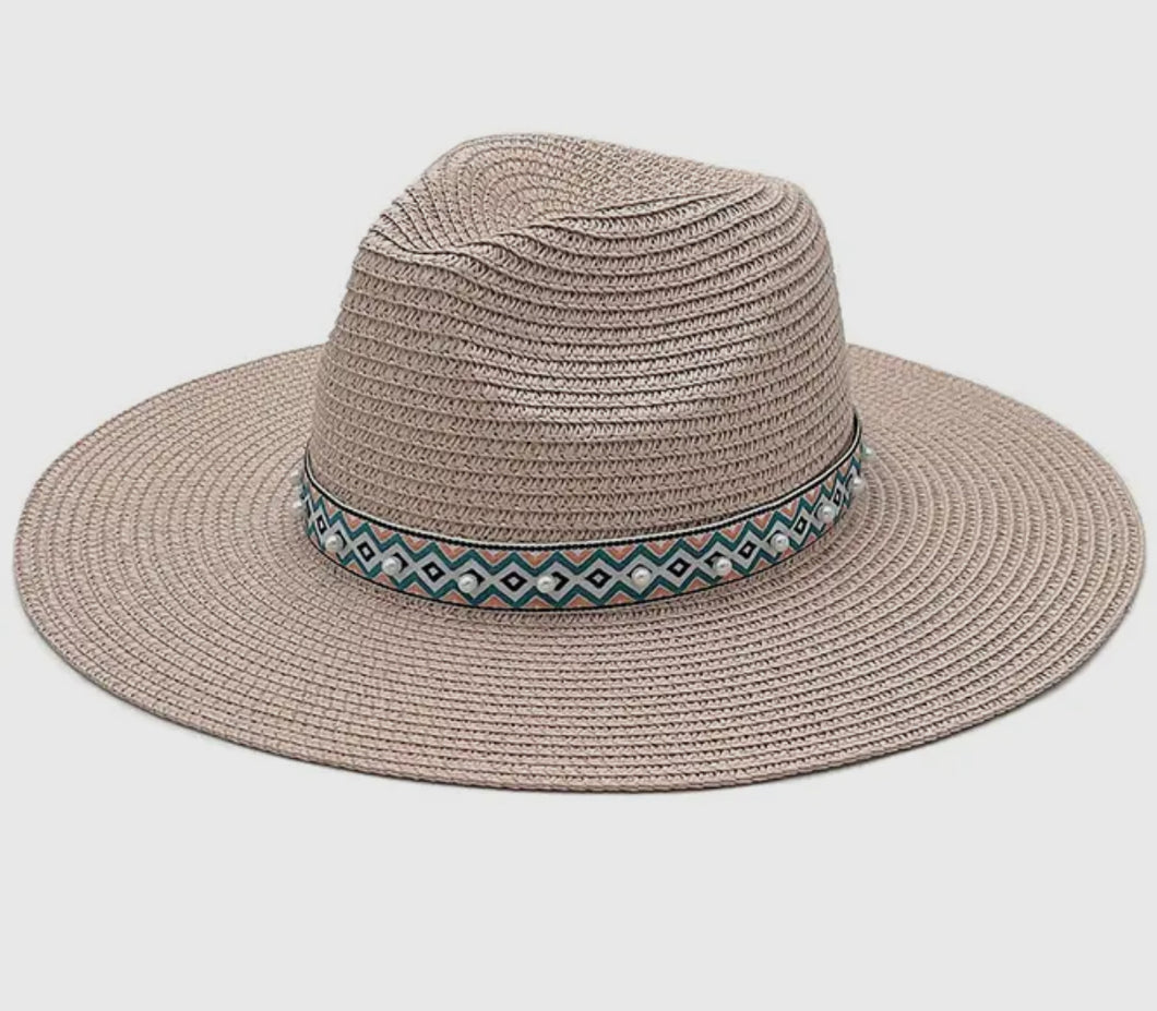 Aztec & Pearl Band Panama Hat