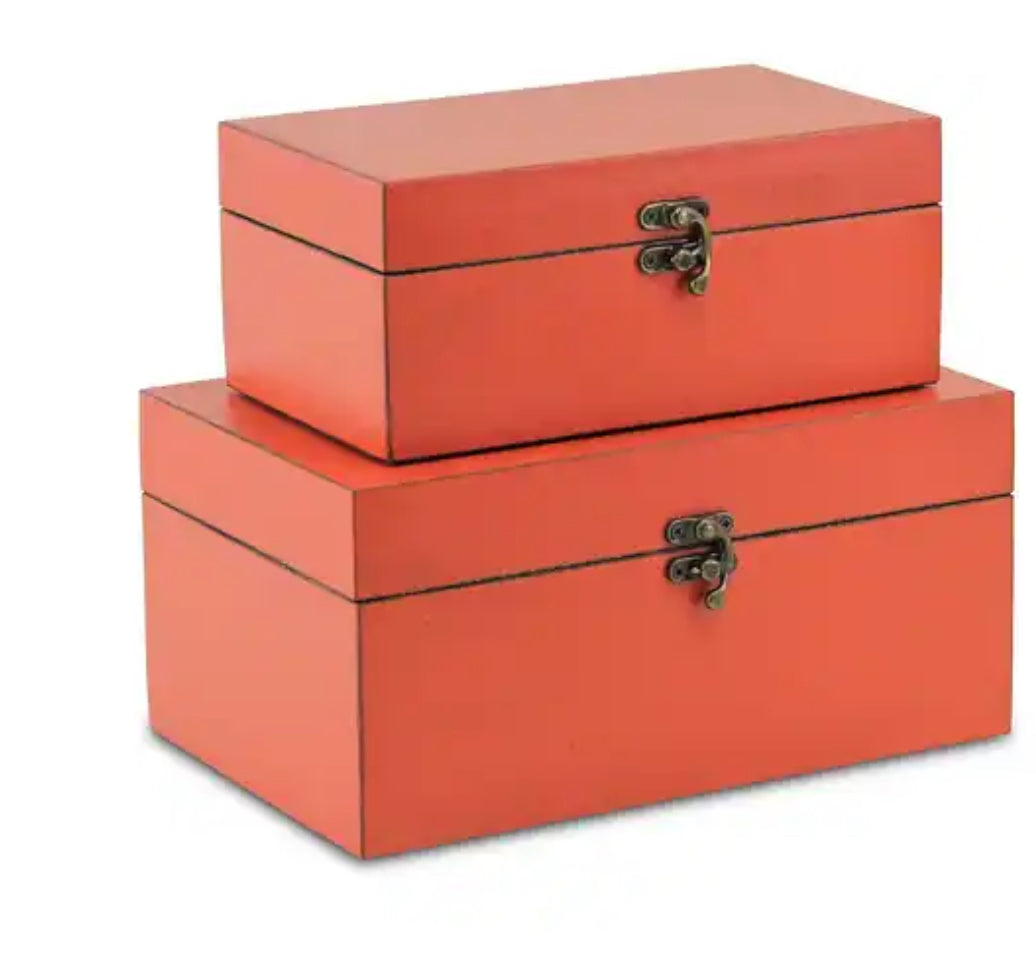 Coral Wooden Storage Box- Set/2