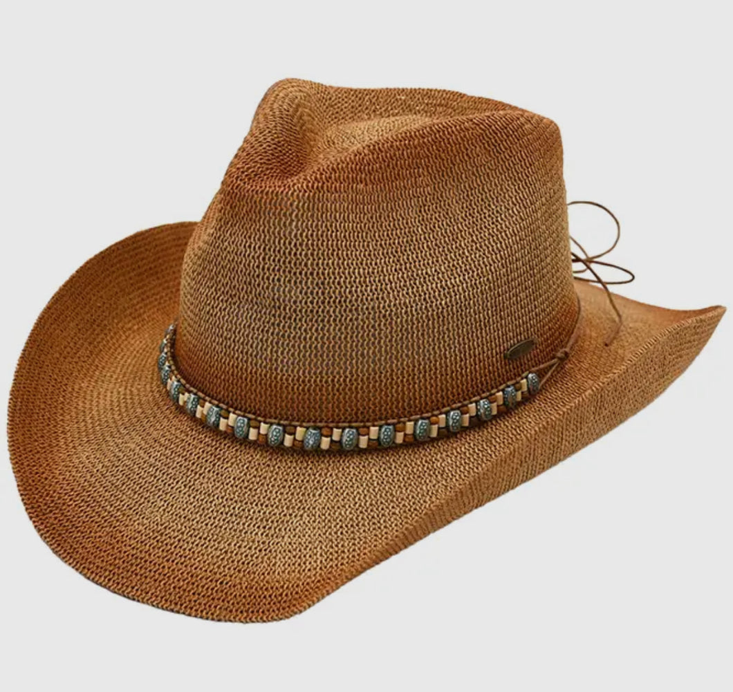 Tan with Turquoise Charm Cowboy/Girl Hat