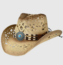 Load image into Gallery viewer, Tea Stain Western Beaded Cowboy/Girl Hat
