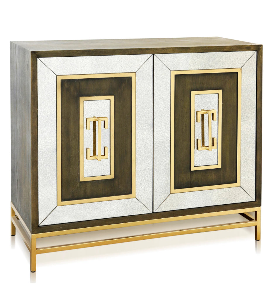 Jamie 2-Door Cabinet with Antique Mirror