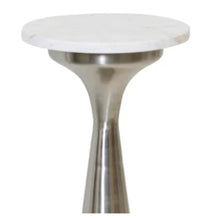 Load image into Gallery viewer, White Marble &amp; Silver Base Drink Table
