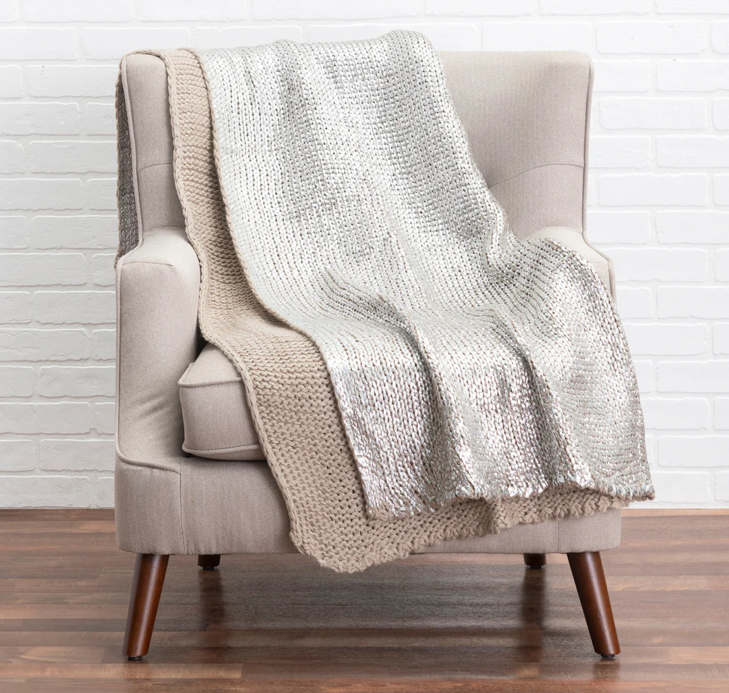 Dream Silver Foil Knitted Throw Blanket