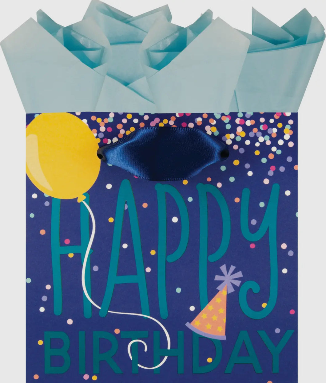 Blue Confetti Happy Birthday Gift Bag