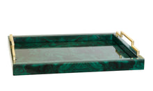 Load image into Gallery viewer, Malachite Tray w/ Brass Handles
