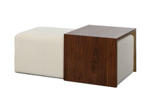 Load image into Gallery viewer, Ivory &amp; Walnut Boucle Ottoman Cocktail Table
