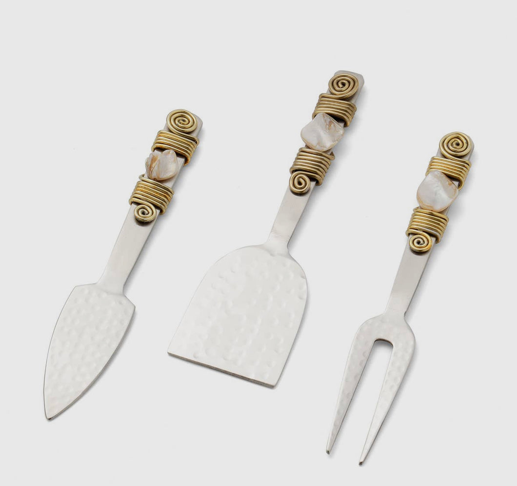 Mother of Pearl & Steel Cheese Tools