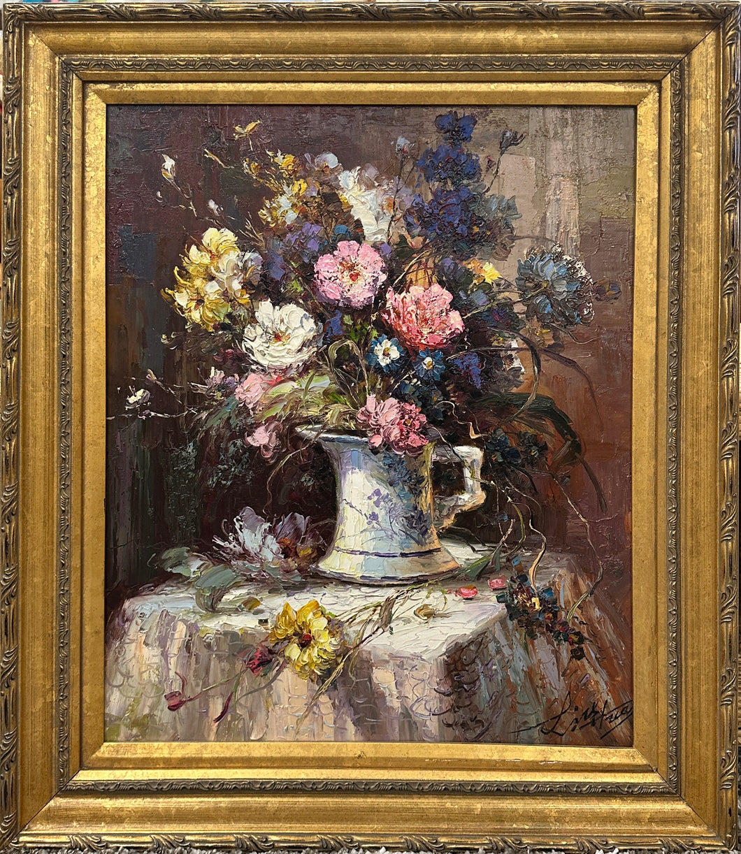 Colorful Still Life Floral Oil Painting