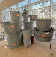Load image into Gallery viewer, Gray Zinc Bucket w/ Copper Plaque
