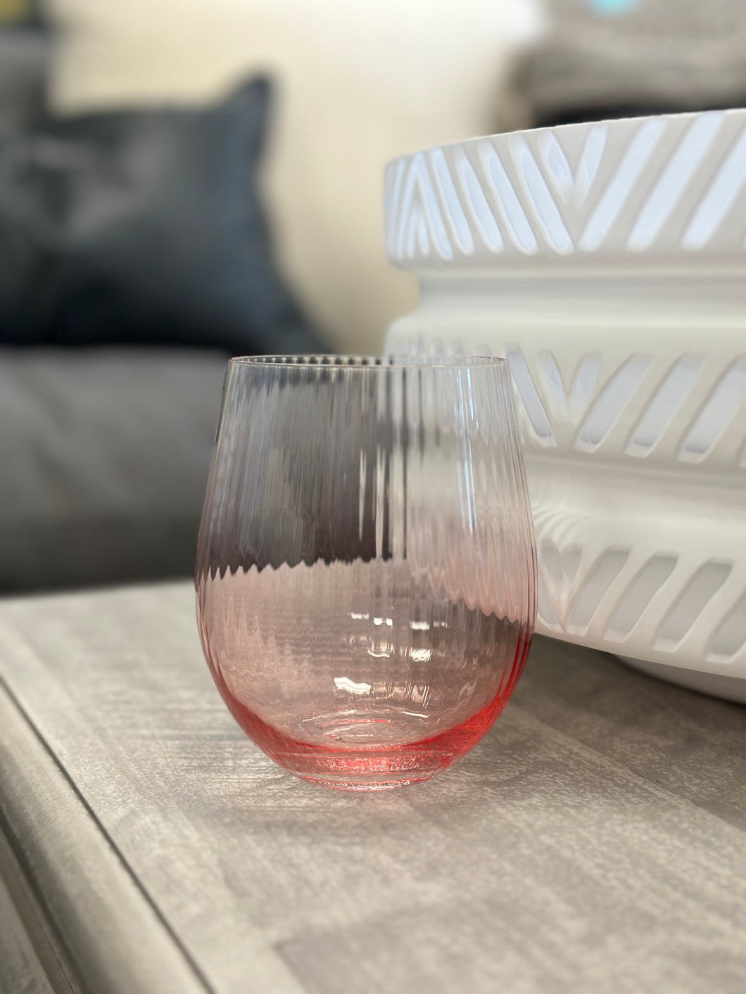 Rose Tinted Stemless Wine Glass