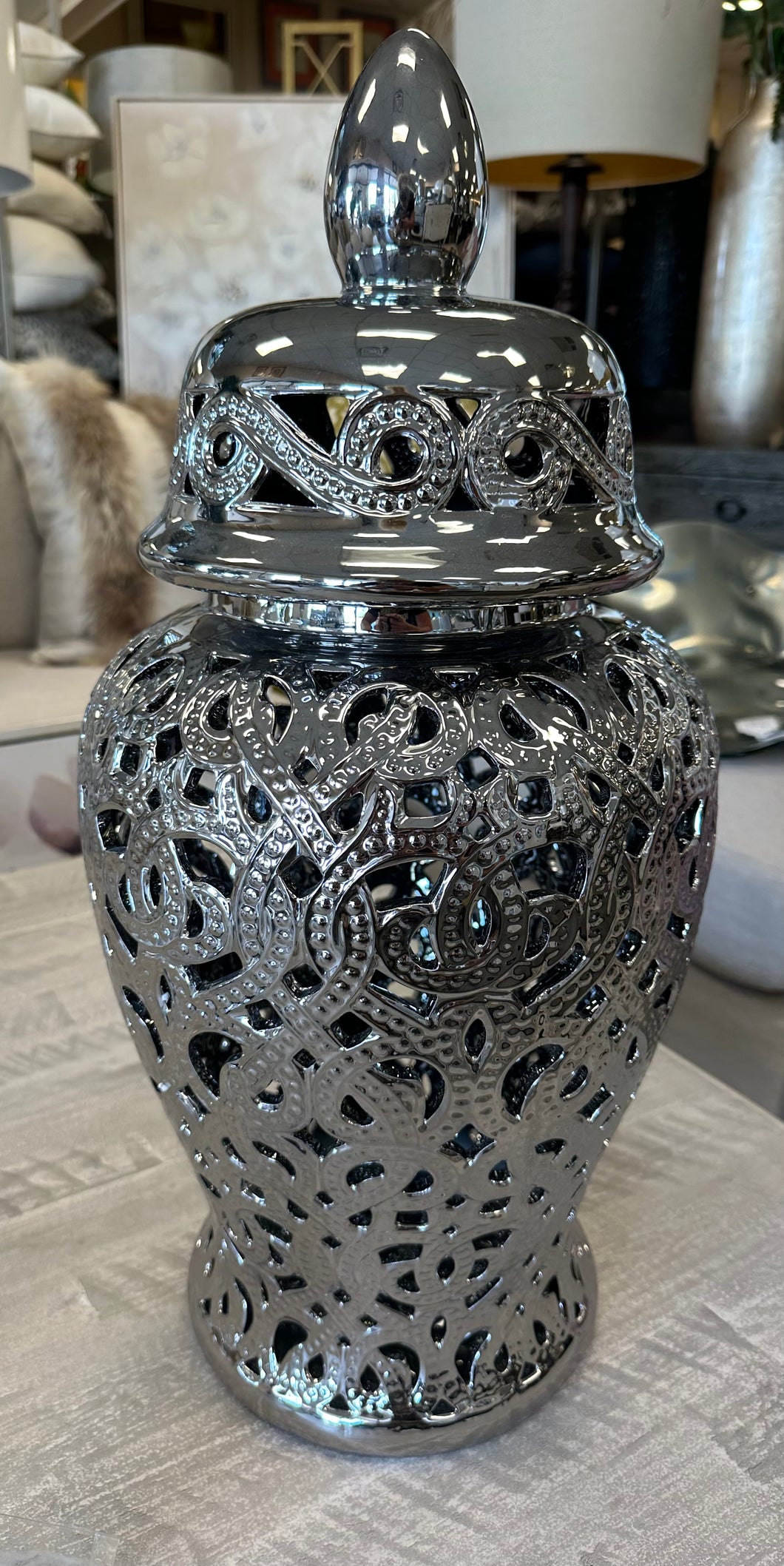 Lidded Silver Vase