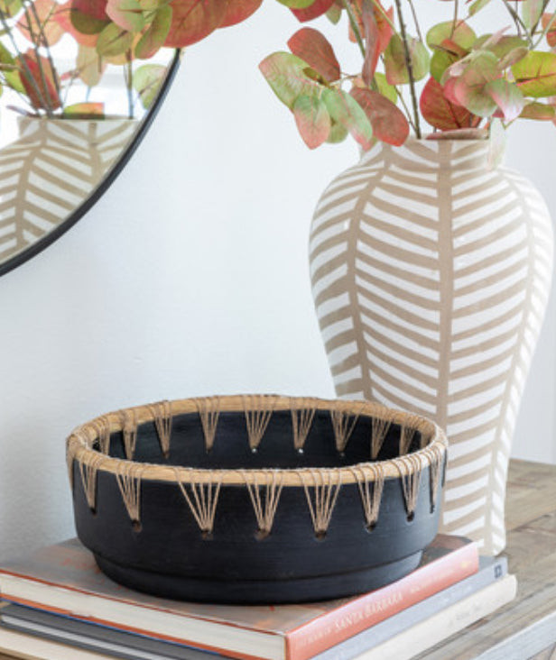 Terracotta Wood Woven Bowl