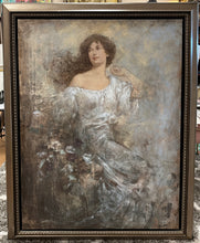Load image into Gallery viewer, Original Portrait of Woman by Fressinier Artwork in Pewter Frame
