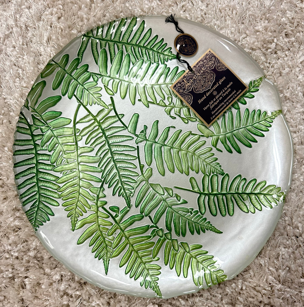 Leaf Hand Decorated Glass Plate