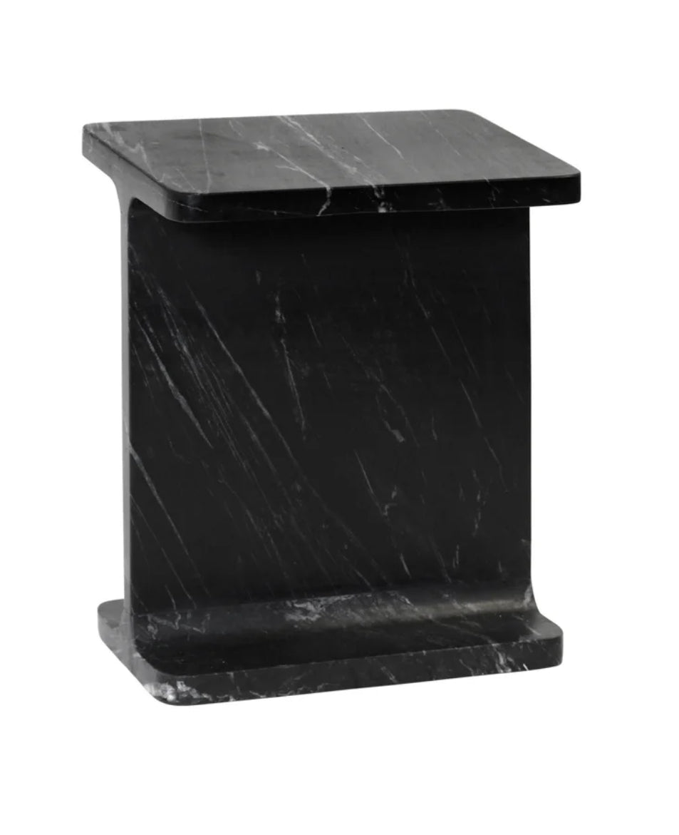 Black Solid Marble Side Table