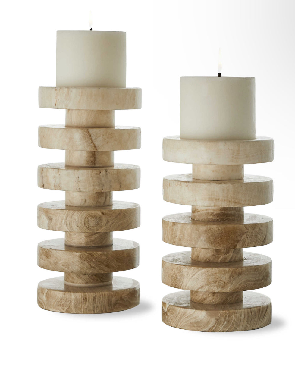 Onyx Stone Candle Holders S/2