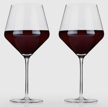 Load image into Gallery viewer, Lead-Free Crystal, Angled Crystal Burgundy Glass- Set/2
