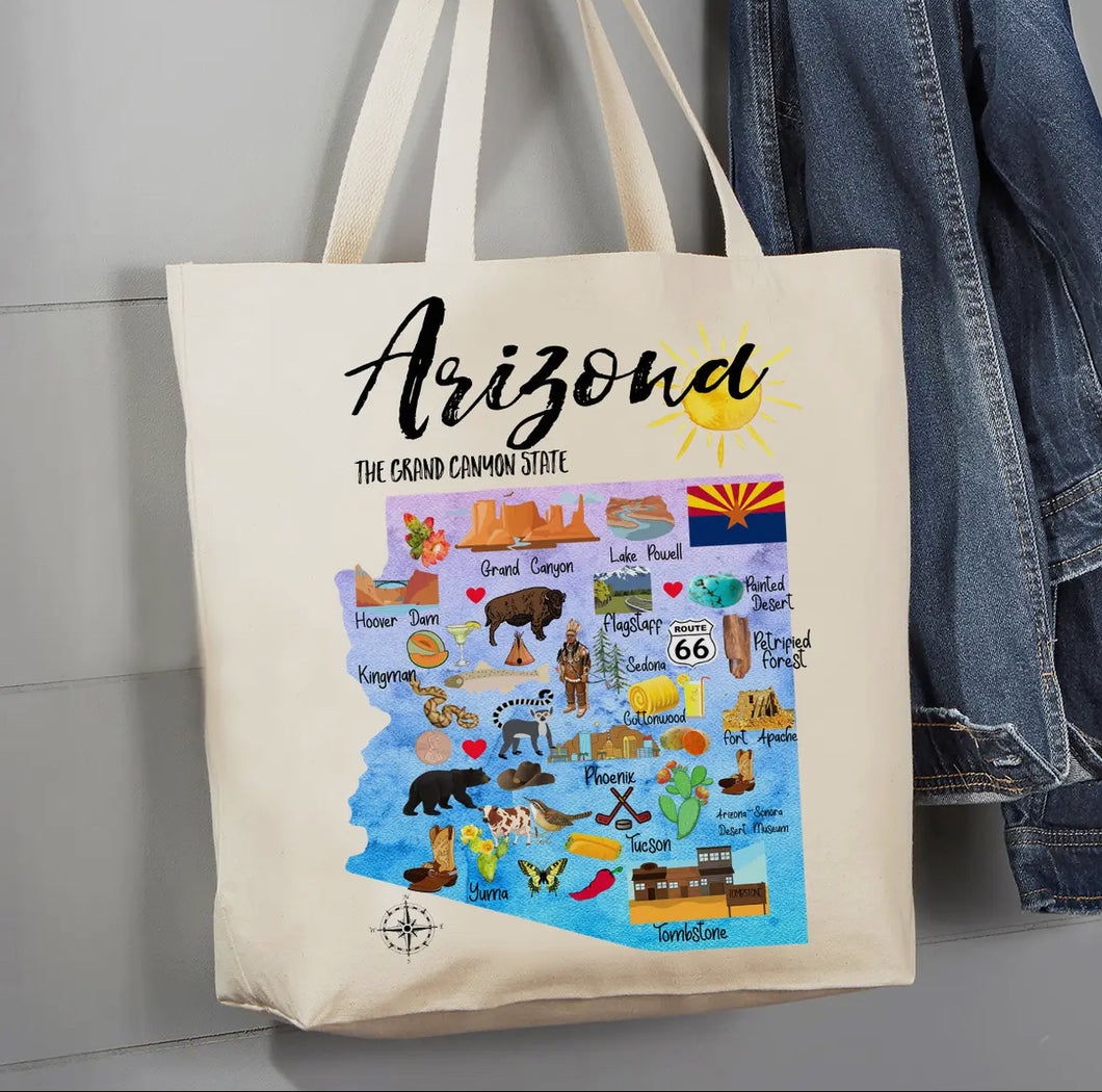 Arizona Map Tote Bag