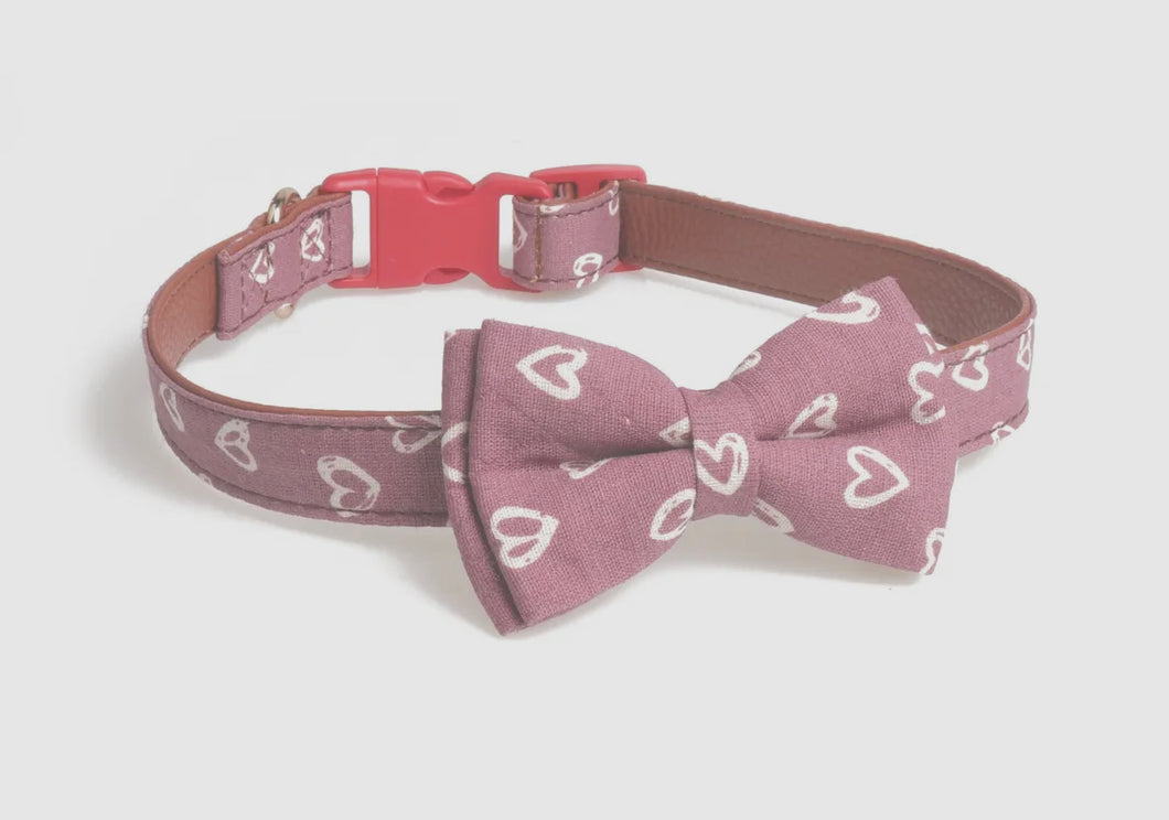 Pink Heart Dog Collar- Large
