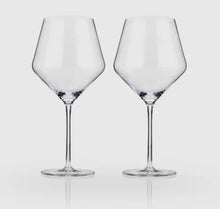 Load image into Gallery viewer, Lead-Free Crystal, Angled Crystal Burgundy Glass- Set/2
