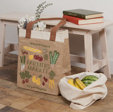 Load image into Gallery viewer, Farmers Market Burlap Tote Bag
