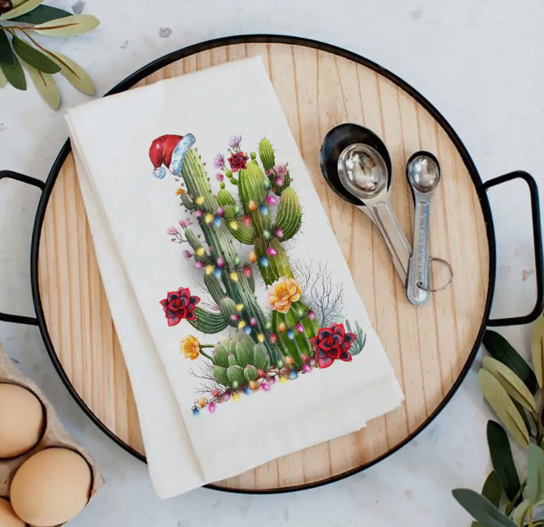 Christmas Saguaro Cactus Tea Towel