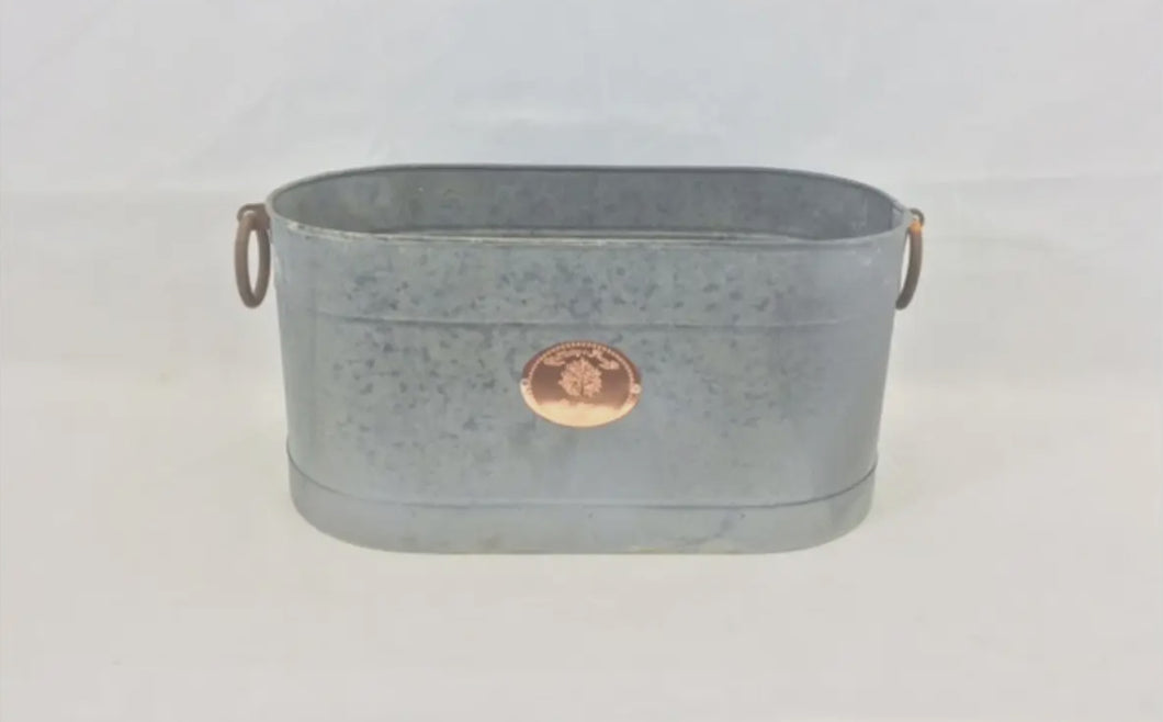 Gray Zinc Bucket w/ Copper Plaque