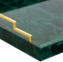 Load image into Gallery viewer, Malachite Tray w/ Brass Handles
