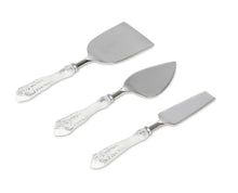 Load image into Gallery viewer, White Embossed Enamel Cheese Server Set
