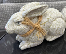 Load image into Gallery viewer, Crackled Bunny with Straw Bow Tie
