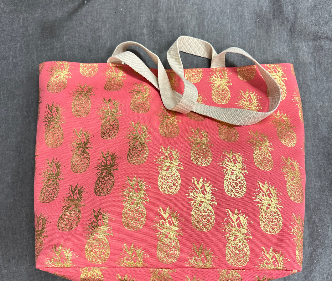 Gold & Pink Pineapple Tote Bag