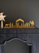 Load image into Gallery viewer, Antique Brass &amp; Wood Base Table Top Nativity
