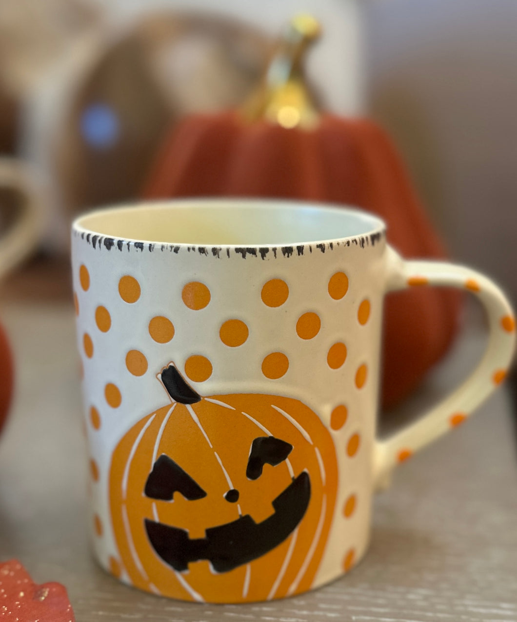 Polka Dot Pumpkin Mug